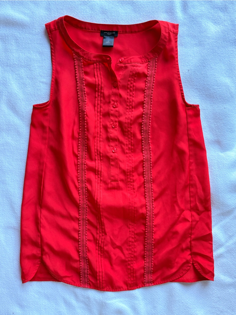 Red Sleeveless Blouse with Button Front